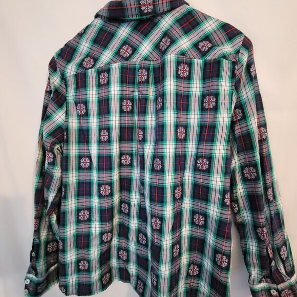Women's Talbots Snowflake Blouse Button Down Long Sleeve Petite Lp - Picture 3 of 4